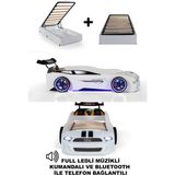 Ferramini Bazalı Beyaz Arabalı Yatak Sport Mst Full Ledli Kumandalı ve Müzikli - 90 x 190 cm