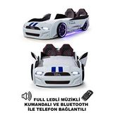 Ferramini Beyaz Arabalı Yatak Kapıları Açılan Mustang Full Ledli Kumandalı Ve Müzikli