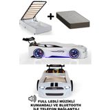 Ferramini Beyaz Arabalı Yatak Sport Mst Full Ledli Kumandalı Baza Ortopedik Yatak