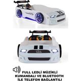 Ferramini Beyaz Arabalı Yatak Sport Mst Full Ledli Kumandalı ve Müzikli - 90 x 190 cm