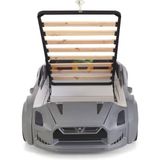 Ferramini Gri Arabalı Yatak Kapıları Açılan Gtr Full Ledli Kumandalı ve Müzikli + Baza 90*190 - Gümüş - 90 x 190 cm