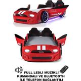 Ferramini Kırmızı Arabalı Yatak Kapıları Açılan Mustang Full Ledli Kumandalı Ve Müzikli