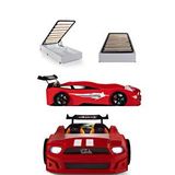 Ferramini Kırmızı Bazalı Arabalı Yatak Sport Mustang Işıklı Beyaz