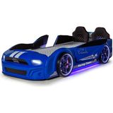 Ferraminii Arabalı Yatak Kapıları Açılan Mustang Full Ledli Kumandalı ve Müzikli - Mavi - 90 x 190 cm