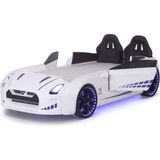 Ferraminii Beyaz Arabalı Yatak Kapıları Açılan Gtr Full Ledli Kumandalı ve Müzikli - 90 x 190 cm