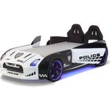 Ferraminii Polis Arabalı Yatak Kapıları Açılan Gtr Full Ledli Kumandalı ve Müzikli - Siyah - Beyaz - 90 x 190 cm