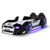 Ferraminii Polis Arabalı Yatak Kapıları Açılan Mustang Full Ledli Kumandalı ve Müzikli - Siyah - 90 x 190 cm