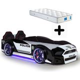 Ferraminii Siyah Arabalı Yatak Kapıları Açılan Mustang Full Ledli Kumandalı ve Müzikli + Ortopedik Yatak - 90 x 190 cm