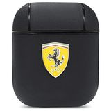 Ferrari Airpods Kılıf Orjinal Lisanslı Pu Deri Metal Logolu Sf Arka Yüzey Yazılı Kapak Siyah