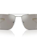 Ferrari Erkek Fz5001 Dikdörtgen Güneş Gözlüğü, Fırçalanmış Gümüş/Gri Aynalı, 60 mm