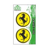 Ferrari Logo Sarı 5x5 Cm İkili Damla Etiket Siyah