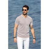 Ferraro A.bej/beyaz Kuşgözü Desenli Polo Yaka Erkek Triko T-Shirt