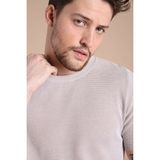 Ferraro A.bej/nescafe Kuşgözü Desenli Bisiklet Yaka Erkek Triko T-Shirt - XXL