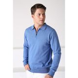 Ferraro A.Havacı Polo Yaka Fermuarlı Erkek Pamuk Kazak Mavi