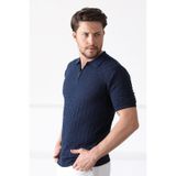 Ferraro A.Laci Polo Yaka Fermuarlı Erkek Pamuk Triko T-Shirt-Lacivert