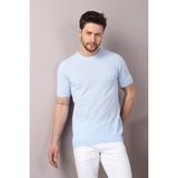 Ferraro A.mavi/beyaz Kuşgözü Desenli Bisiklet Yaka Erkek Triko T-Shirt