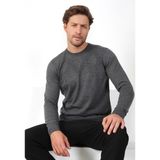 Ferraro Antrasit Bisiklet Yaka Superfine Yün Erkek Triko Kazak - XL