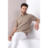 Ferraro Bej Polo Yaka Düz Renk Erkek Pamuk Triko T-Shirt - XXXL