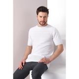Ferraro Beyaz Bisiklet Yaka Erkek Pamuk Triko T-Shirt - XL