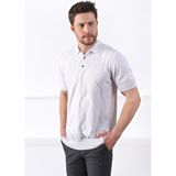 Ferraro Beyaz Polo Yaka Baklava Desen Erkek Pamuk Triko T-Shirt