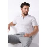 Ferraro Beyaz Polo Yaka Fermuarlı Erkek Pamuk Triko T-Shirt - XL