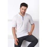 Ferraro Beyaz Polo Yaka Fermuarlı Erkek Pamuk Triko T-Shirt