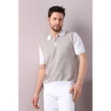 Ferraro Beyaz/bej Polo Yaka Desenli %100 Pamuk Erkek Triko T-shirt