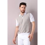 Ferraro Beyaz/bej Polo Yaka Desenli Erkek Pamuk Triko T-Shirt - XL - Beyaz - Renkli
