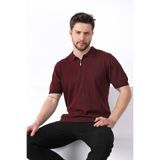 Ferraro Bordo Yaka Şerit Fermuarlı Erkek Pamuk Triko T-Shirt