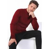 Ferraro Bordo Yarım Balıkçı Yaka Fitilli Erkek Kazak - S