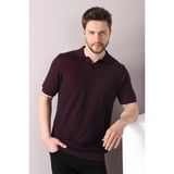 Ferraro Bordo/laci Kuşgözü Desenli Polo Yaka Erkek Triko T-Shirt - XL