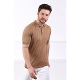 Ferraro Camel Polo Yaka Fitilli Erkek Pamuk Triko T-Shirt - XL