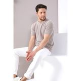 Ferraro Camel/beyaz Kuşgözü Desenli Bisiklet Yaka Erkek Triko T-Shirt - XL - Kahverengi
