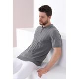 Ferraro Gri Polo Yaka Fitilli Erkek Pamuk Triko T-Shirt