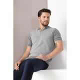 Ferraro Gri/beyaz Polo Yaka Düğmeli Erkek Pamuk Triko T-Shirt