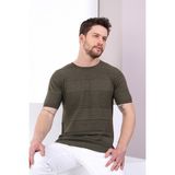 Ferraro Haki Bisiklet Yaka Erkek Pamuk Triko T-Shirt - XXL