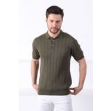 Ferraro Haki Polo Yaka Fitilli %100 Pamuk Erkek Triko T-shirt