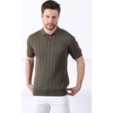 Ferraro Haki Polo Yaka Fitilli Erkek Pamuk Triko T-Shirt - XL