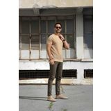 Ferraro Hardal/beyaz Kuşgözü Desenli Bisiklet Yaka %100 Pamuk Erkek Triko T-shirt