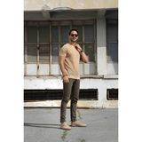 Ferraro Hardal/beyaz Kuşgözü Desenli Bisiklet Yaka Erkek Triko T-Shirt - M - Sarı