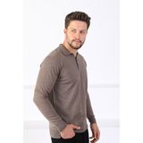 Ferraro K.Bej Polo Yaka Superfine Erkek Triko Kazak - 3XL - Koyu Bej