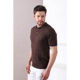 Ferraro Kahve Polo Yaka Fitilli %100 Pamuk Erkek Triko T-shirt