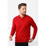 Ferraro Kırmızı Polo Yaka Superfine Erkek Triko Kazak - 2XL