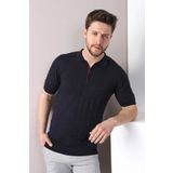 Ferraro Lacivert Fermuarlı Polo Yaka %100 Pamuk Erkek Triko T-Shirt
