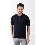 Ferraro Lacivert Polo Yaka Düz Renk Erkek Pamuk Triko T-Shirt