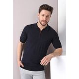 Ferraro Lacivert Polo Yaka Fermuarlı Erkek Pamuk Triko T-Shirt - 3XL