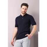 Ferraro Lacivert Polo Yaka Fitilli %100 Pamuk Erkek Triko T-shirt