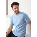Ferraro Mavi Bisiklet Yaka Erkek Pamuk Triko T-Shirt