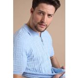 Ferraro Mavi Polo Yaka Fermuarlı %100 Pamuk Erkek Triko T-shirt