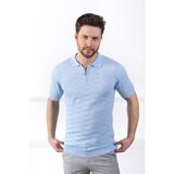Ferraro Mavi Polo Yaka Fermuarlı Erkek Pamuk Triko T-Shirt - XL